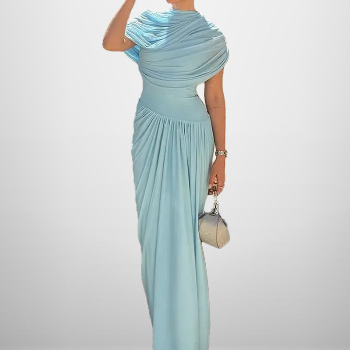 Damer Elegant Wrap Maxi Klänning med Förfinade Draperingsdetaljer Mirla-Eva Jonsson