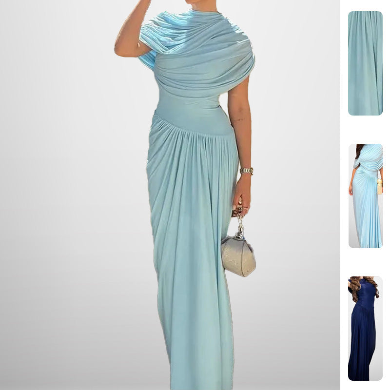 Damer Elegant Wrap Maxi Klänning med Förfinade Draperingsdetaljer Mirla-Eva Jonsson