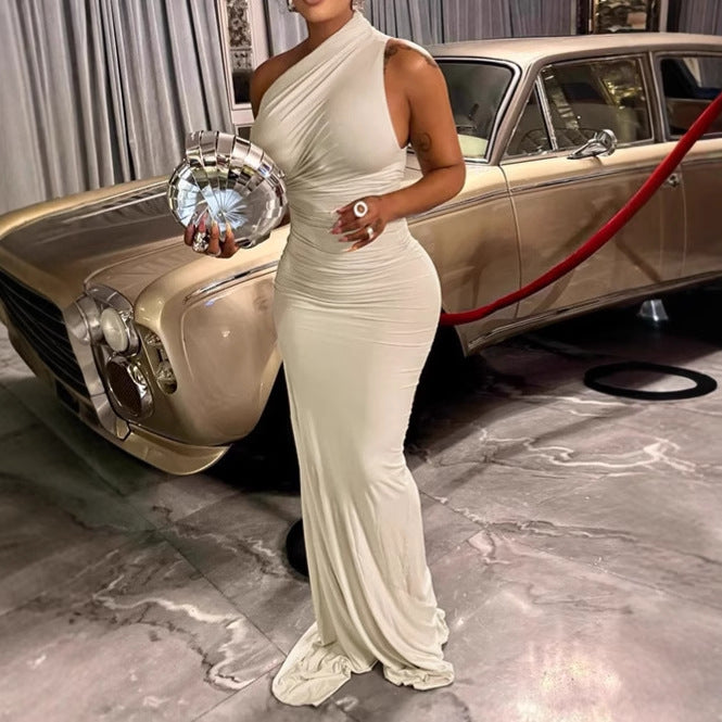 Damer Elegant Wrap Maxiklänning med asymmetrisk Halsringning och lyxig Snitt Mirla-Eva Jonsson