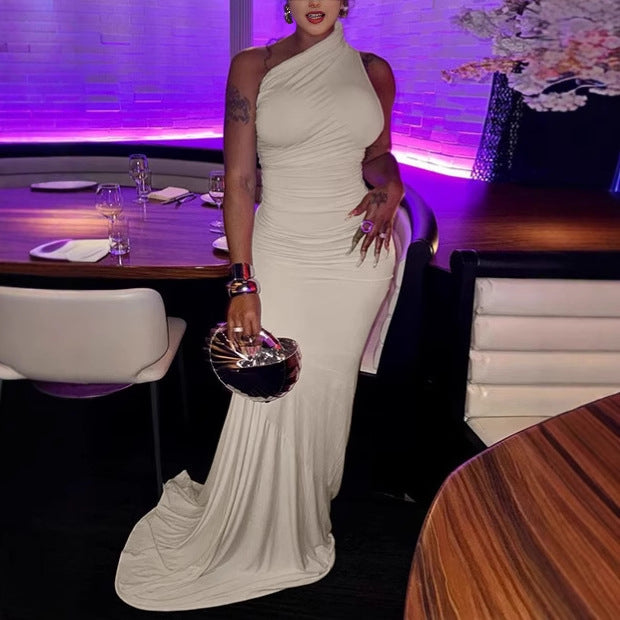 Damer Elegant Wrap Maxiklänning med asymmetrisk Halsringning och lyxig Snitt Mirla-Eva Jonsson