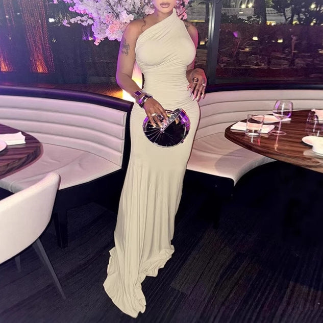Damer Elegant Wrap Maxiklänning med asymmetrisk Halsringning och lyxig Snitt Mirla-Eva Jonsson