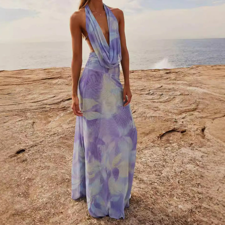 Damer Elegant Wrap Maxiklänning med djup V-ringning och flödande tyg Eva Jonsson-Eva Jonsson