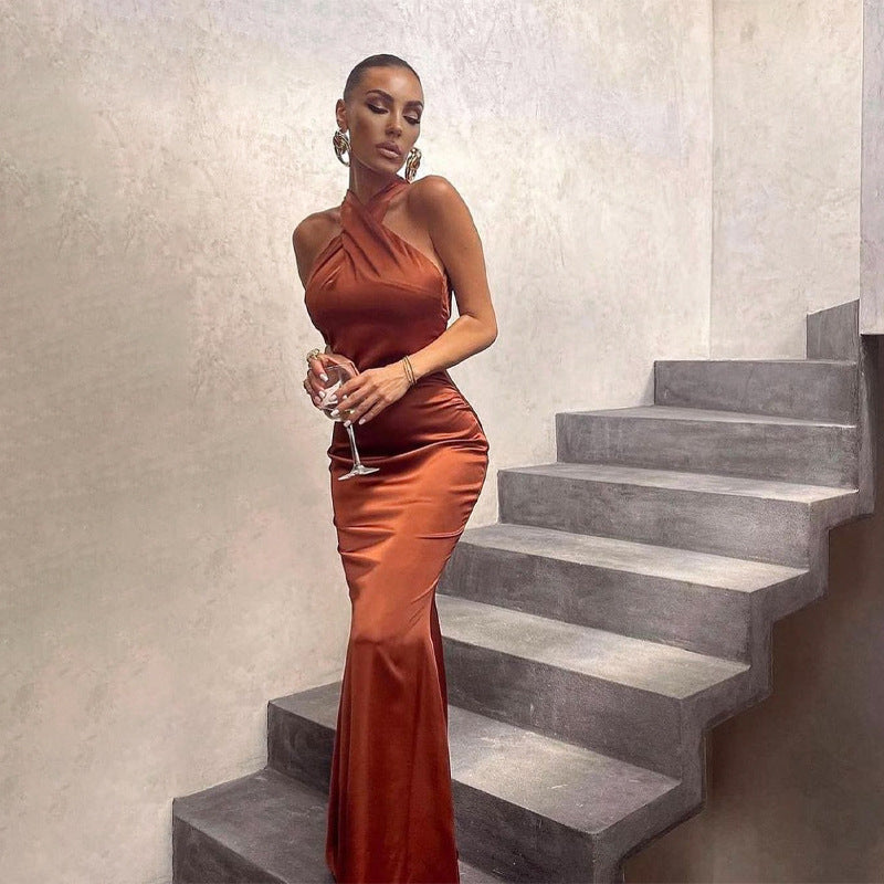 Damer Elegant Wrap Maxiklänning med smala axelband och figurnära skärning Mirla-Eva Jonsson