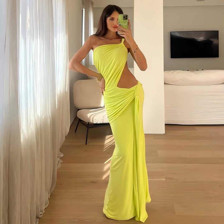 Damer Elegant Wrap-dress med asymmetrisk skärning och raffinerad cut-out Mirla-Eva Jonsson
