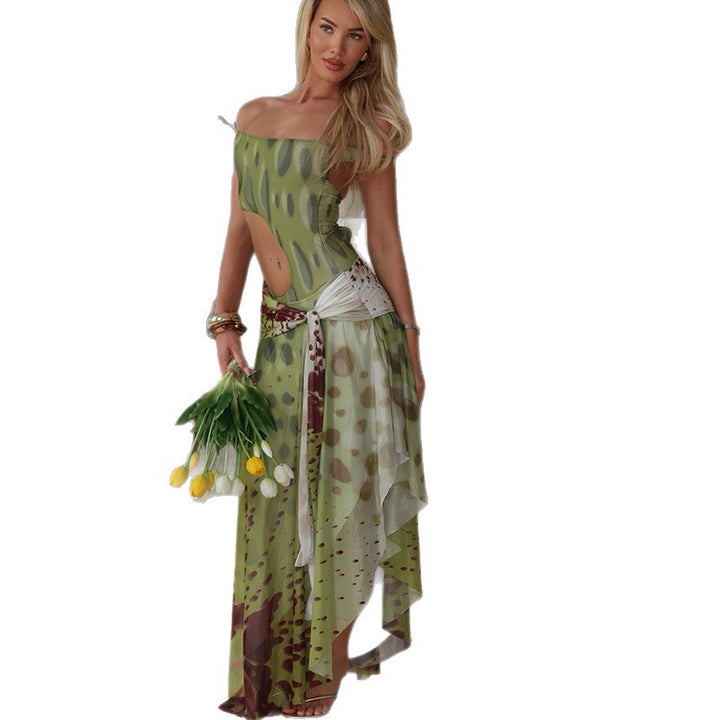 Damer Elegant Wrap-klänning med asymmetrisk fåll och blommigt mönster Mirla-Eva Jonsson
