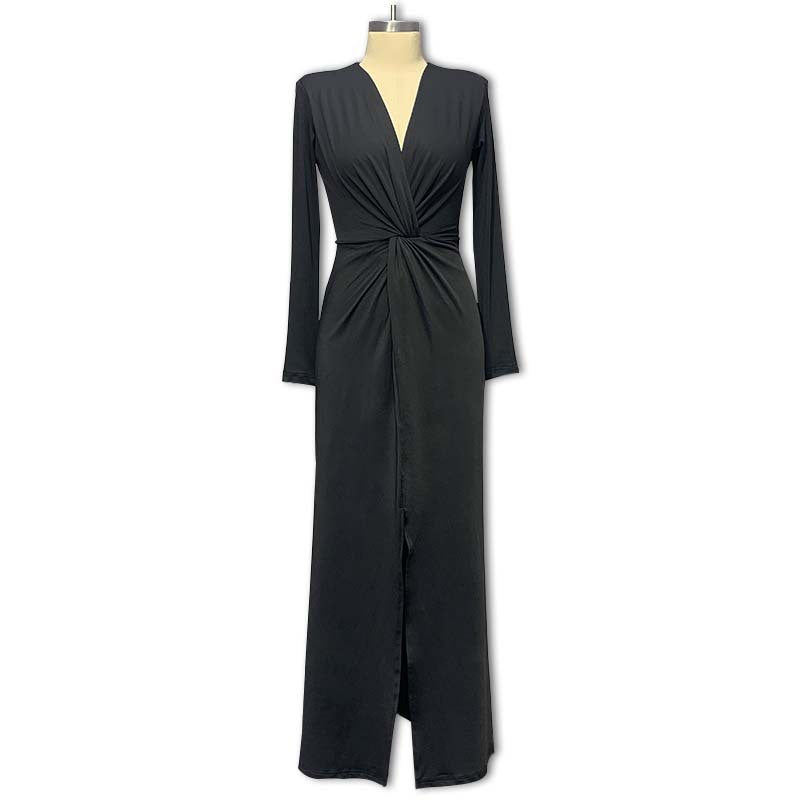 Damer Elegant Wrap-klänning med djup V-ringning och smal passform Mirla-Eva Jonsson