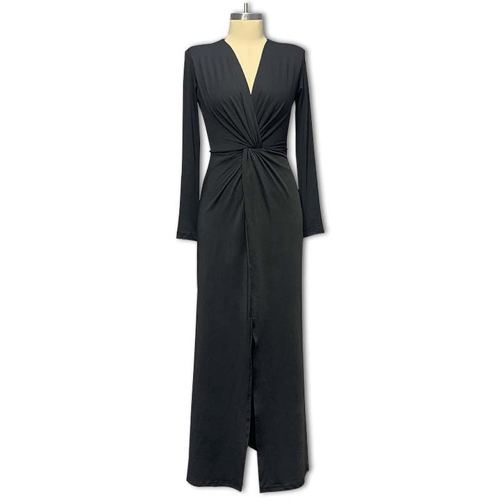 Damer Elegant Wrap-klänning med djup V-ringning och smal passform Mirla-Eva Jonsson