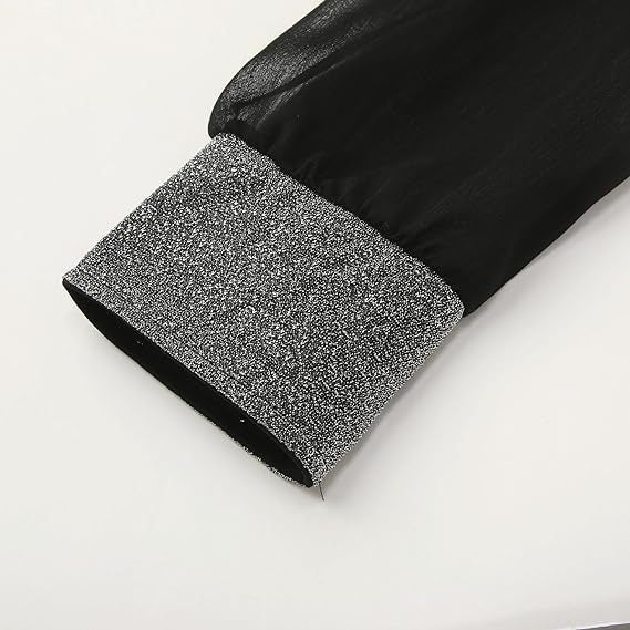 Damer Elegant Wrap-klänning med genomskinliga ärmar och rhinestone-accenter Mirla-Eva Jonsson