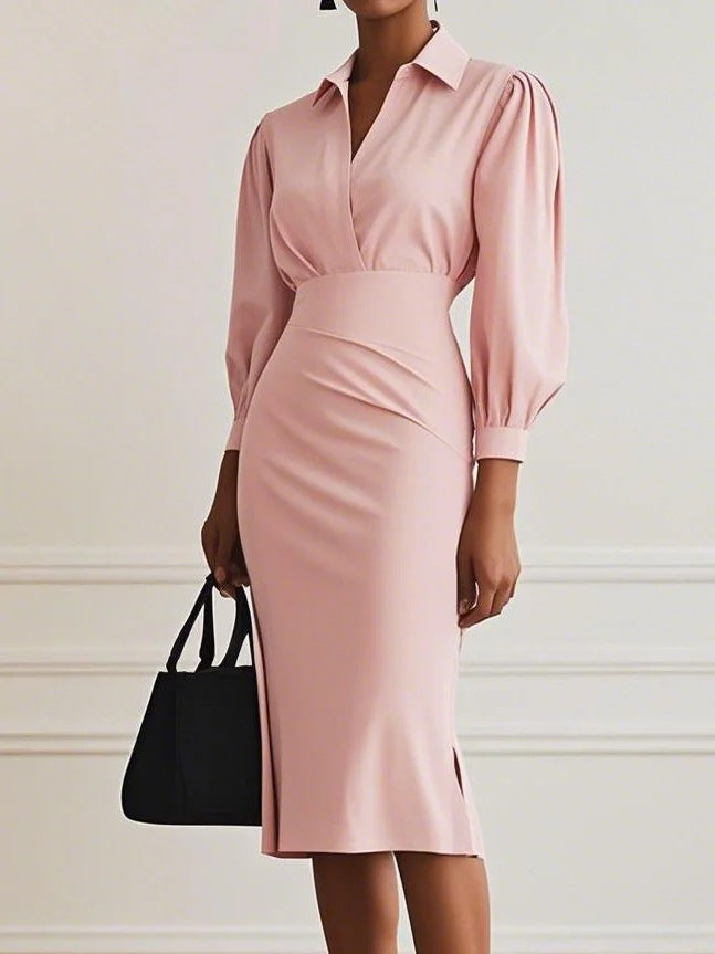 Damer Elegant Wrap-klänning med raffinerad krage och figurnära silhuett Mirla-Eva Jonsson