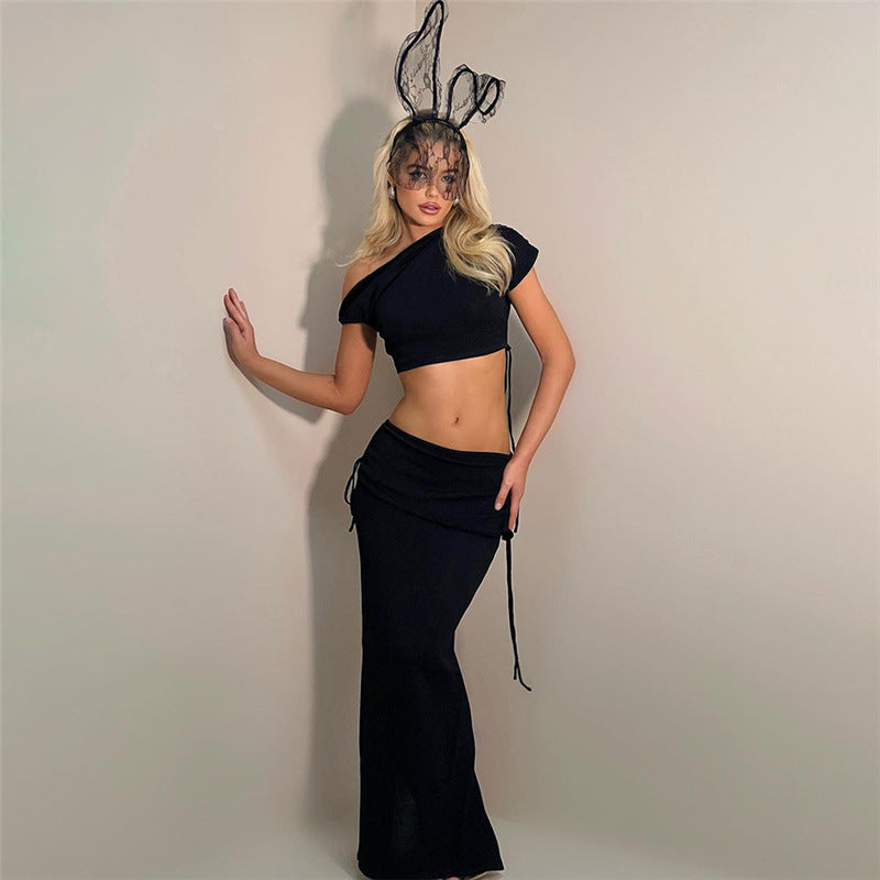 Damer Elegant Wrap-set med asymmetrisk överdel och figurnära kjol Mirla-Eva Jonsson