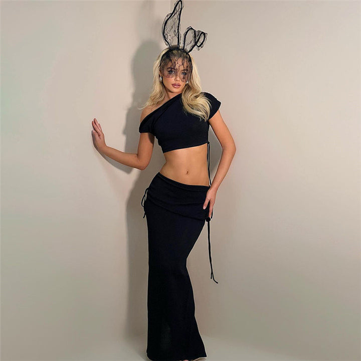 Damer Elegant Wrap-set med asymmetrisk överdel och figurnära kjol Mirla-Eva Jonsson