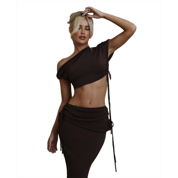 Damer Elegant Wrap-set med asymmetrisk överdel och figurnära kjol Mirla-Eva Jonsson