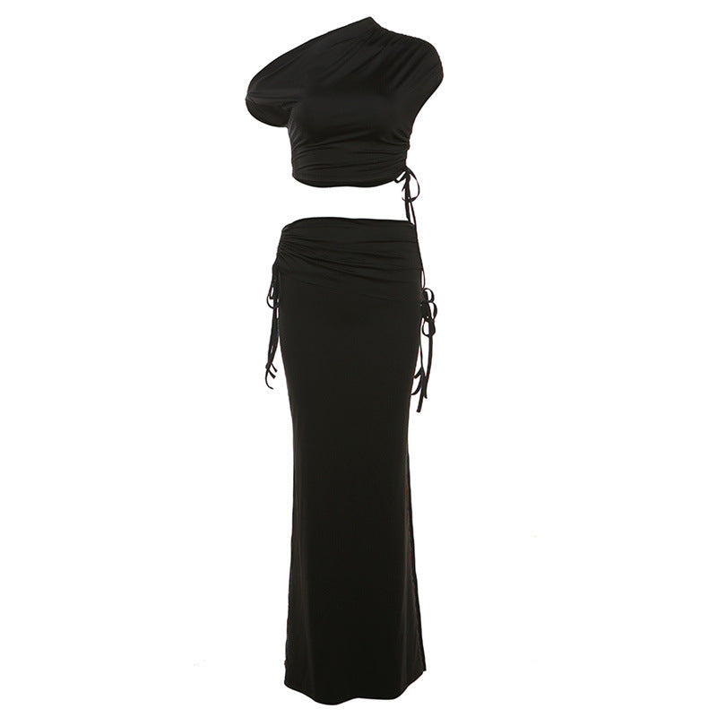 Damer Elegant Wrap-set med asymmetrisk överdel och figurnära kjol Mirla-Eva Jonsson