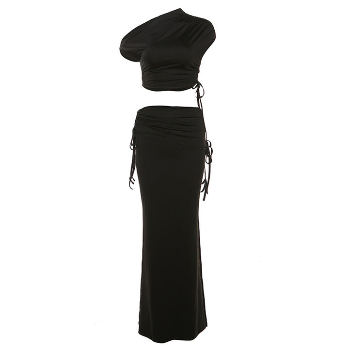 Damer Elegant Wrap-set med asymmetrisk överdel och figurnära kjol Mirla-Eva Jonsson