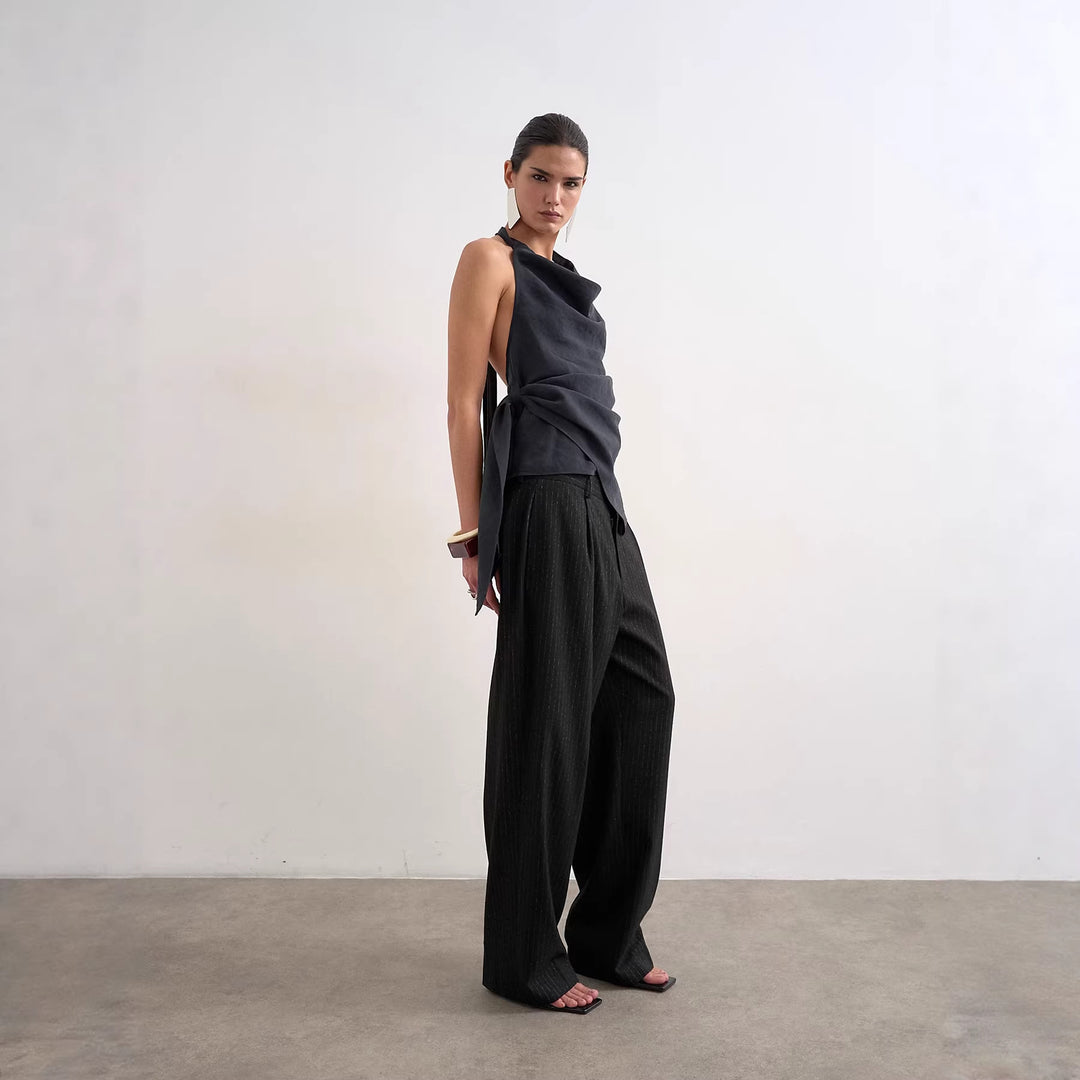Damer Elegant Wrap-top med asymmetrisk fåll Mirla-Eva Jonsson