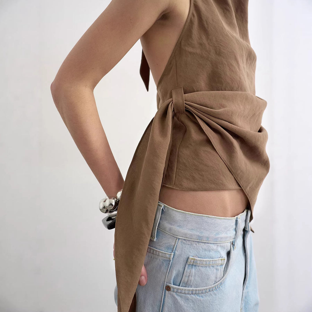 Damer Elegant Wrap-top med asymmetrisk fåll Mirla-Eva Jonsson