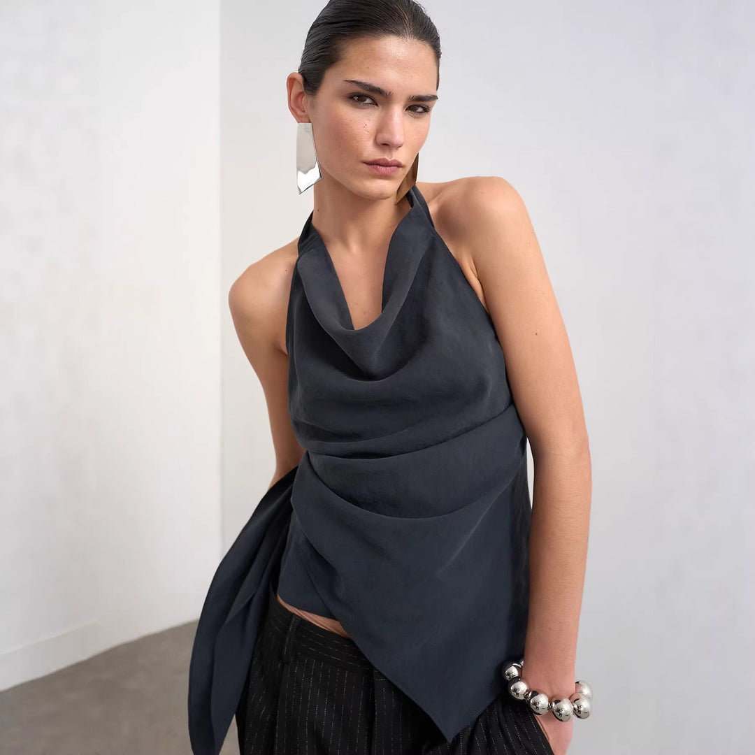 Damer Elegant Wrap-top med asymmetrisk fåll Mirla-Eva Jonsson