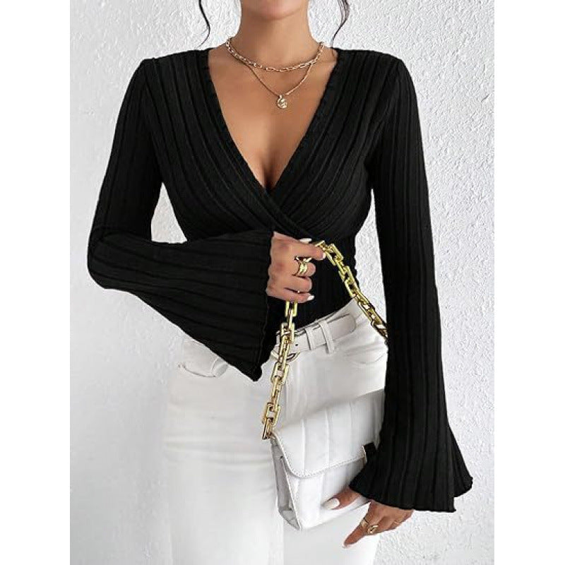 Damer Elegant Wrap-top med smickrande V-hals Mirla-Eva Jonsson