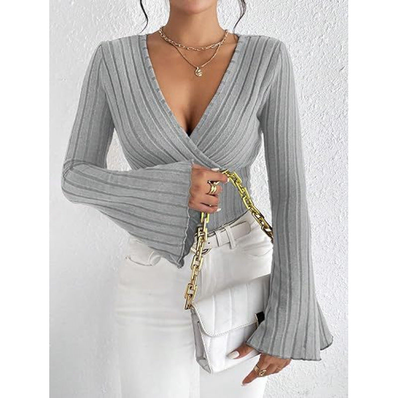 Damer Elegant Wrap-top med smickrande V-hals Mirla-Eva Jonsson