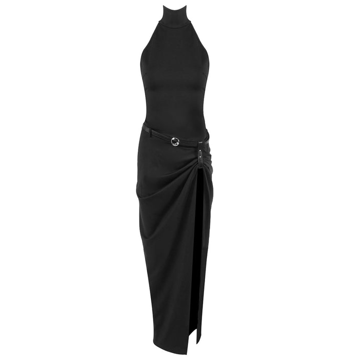 Damer Elegant Wrapklänning med hög krage och asymmetrisk nederkant Mirla-Eva Jonsson