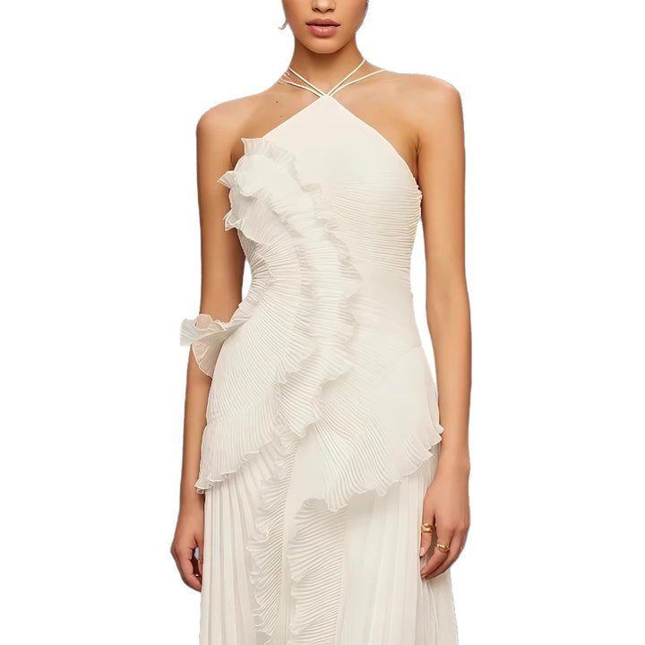 Damer Elegant Wrapklänning med plisserade volanger och asymmetrisk nederdel Eva Jonsson-Eva Jonsson