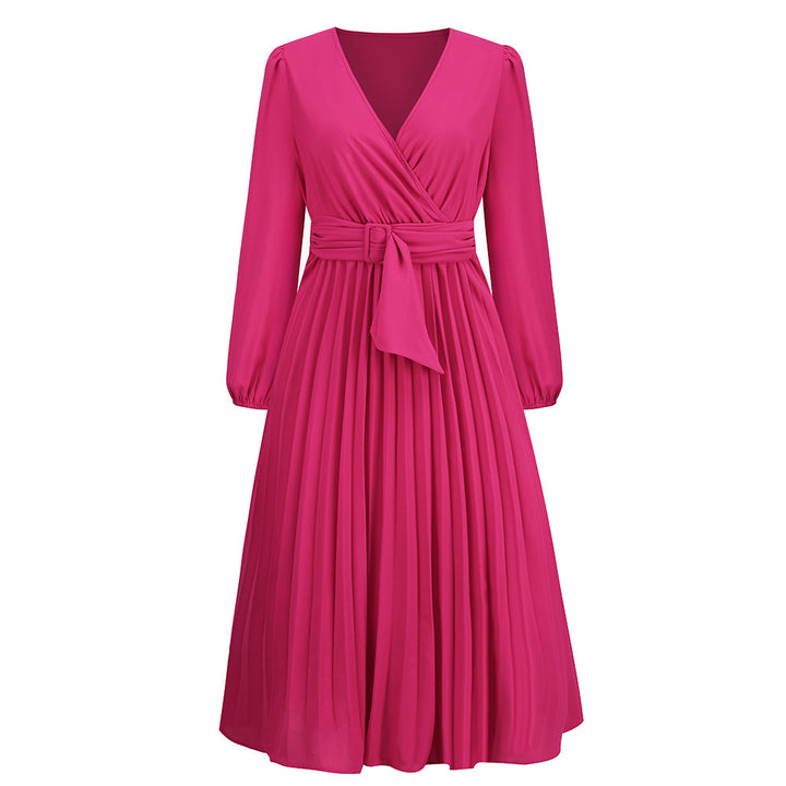 Damer Elegant Wrappklänning med Plissé och Bälte Detail Mirla-Eva Jonsson