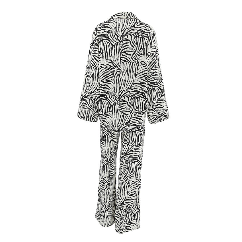 Damer Elegant Zebra-mönster Stora storlekar Pyjamas-set Eva Jonsson-Eva Jonsson