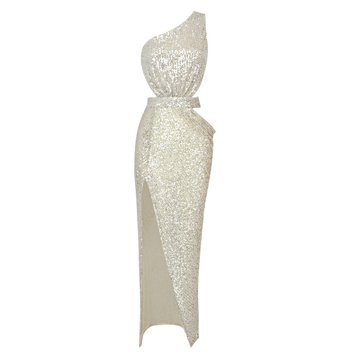 Damer Elegant aftenkjole med asymmetrisk snit og glitrende pailetter Mirla-Eva Jonsson