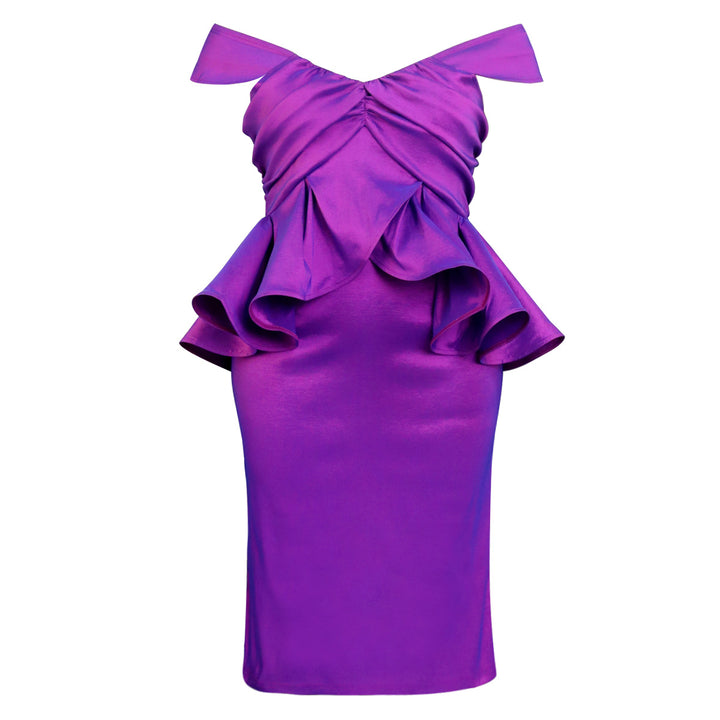 Damer Elegant aftenkjole med off-shoulder design og voluminøse ruffles Mirla-Eva Jonsson