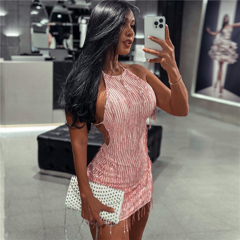 Damer Elegant aftenkjole med pailletter og fine frynser Mirla-Eva Jonsson