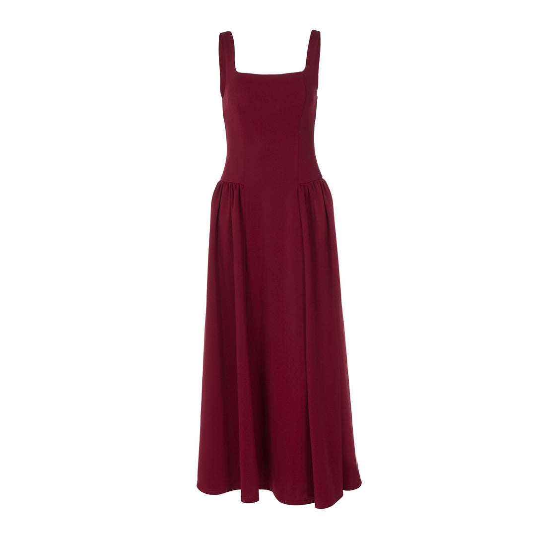 Damer Elegant aftondress med fyrkantig halsringning och flödande kjol Mirla-Eva Jonsson