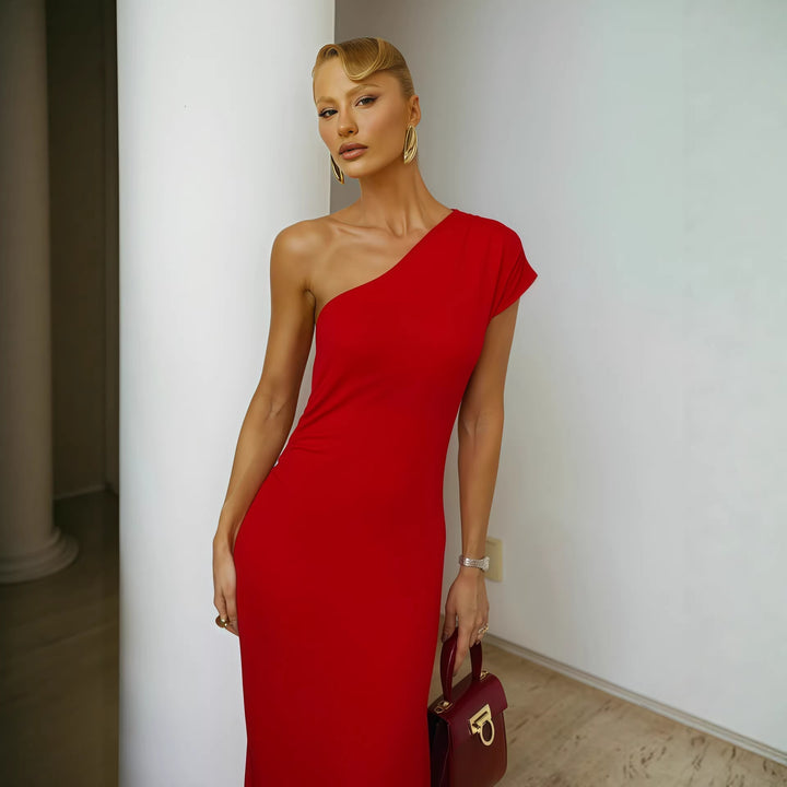 Damer Elegant ärmlös Wrap-klänning med asymmetrisk skärning Mirla-Eva Jonsson