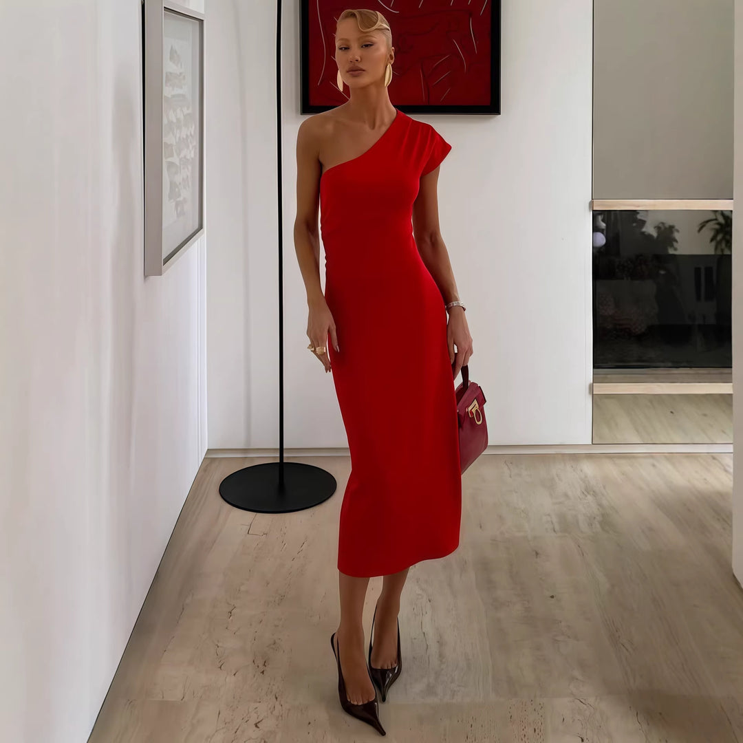 Damer Elegant ärmlös Wrap-klänning med asymmetrisk skärning Mirla-Eva Jonsson
