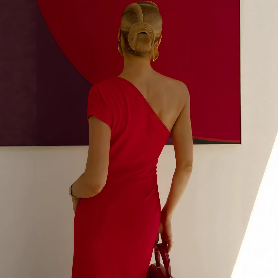 Damer Elegant ärmlös Wrap-klänning med asymmetrisk skärning Mirla-Eva Jonsson