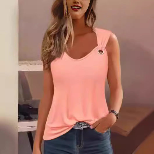 Damer Elegant ärmlös topp med dekorerad V-ringning Mirla-Eva Jonsson