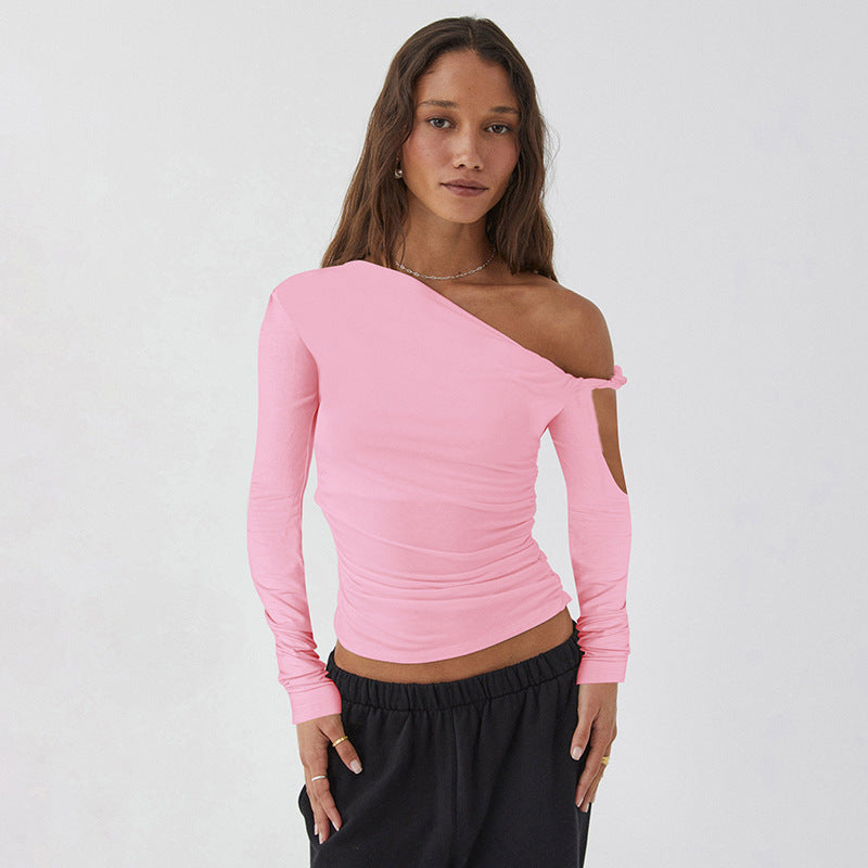 Damer Elegant asymmetrisk blus med långa ärmar och rynkning Eva Jonsson-Eva Jonsson