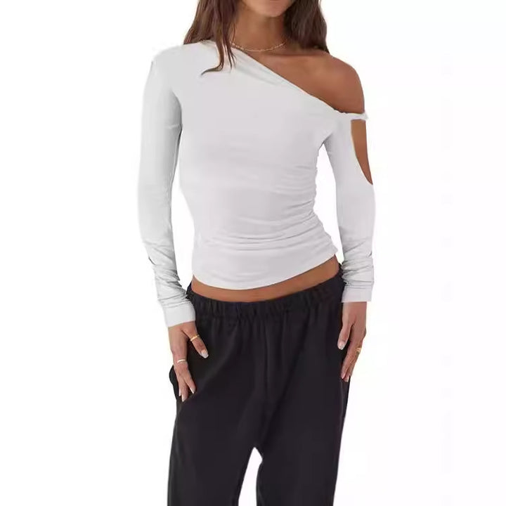 Damer Elegant asymmetrisk blus med långa ärmar och rynkning Eva Jonsson-Eva Jonsson