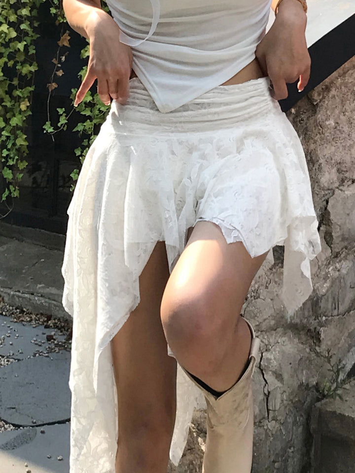 Damer Elegant asymmetrisk spets slitskjol Mirla-Eva Jonsson