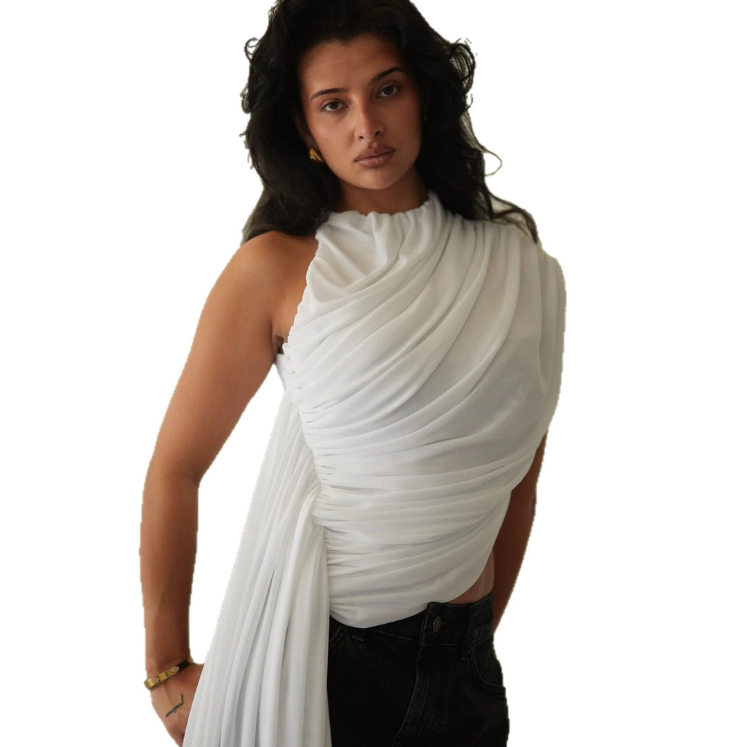 Damer Elegant asymmetrisk topp med draperingar Mirla-Eva Jonsson