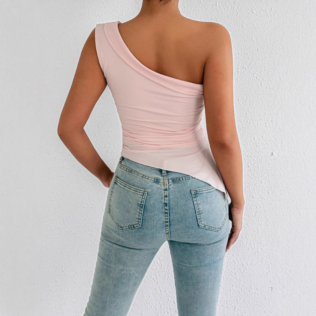 Damer Elegant asymmetrisk topp med en axeldesign Mirla-Eva Jonsson