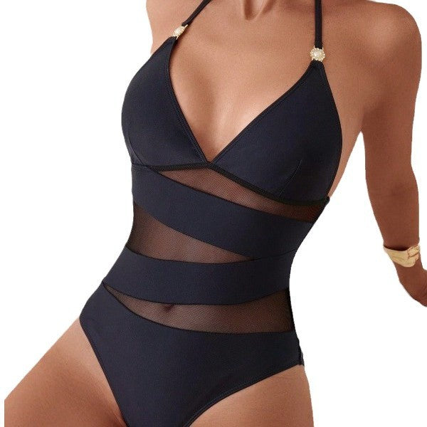Damer Elegant baddräkt med transparenta mesh-inlägg Mirla-Eva Jonsson