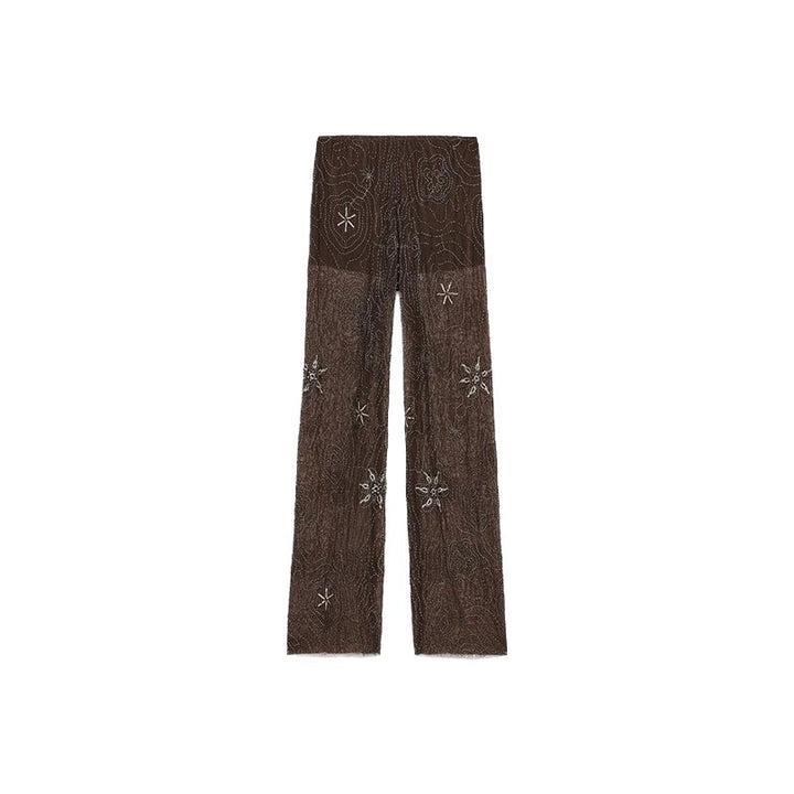 Damer Elegant, broderad paljettbyxa i palazzo-stil Mirla-Eva Jonsson