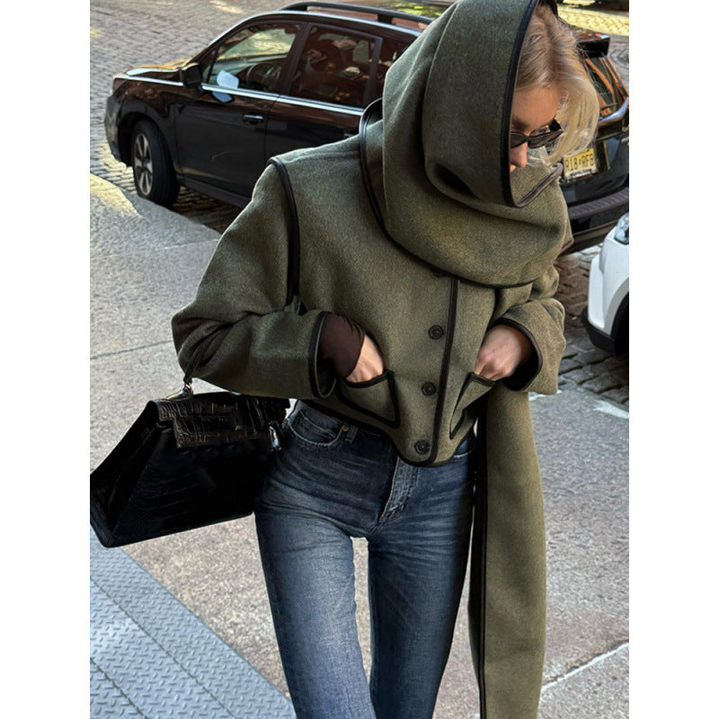 Damer Elegant cropped jacka med stilig scarf och raffinerade fickor Mirla-Eva Jonsson
