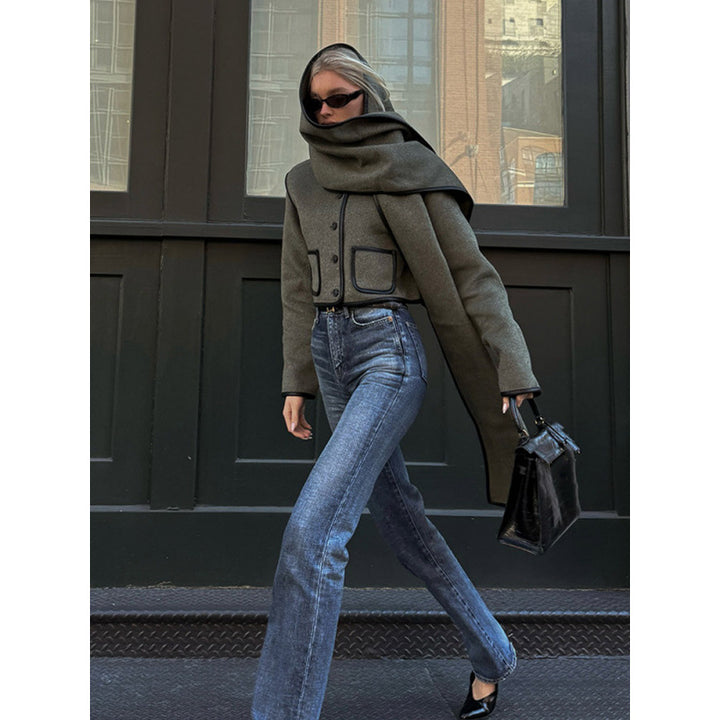 Damer Elegant cropped jacka med stilig scarf och raffinerade fickor Mirla-Eva Jonsson