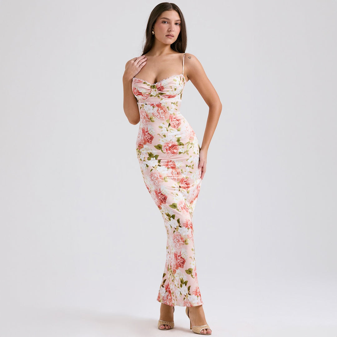 Damer Elegant figurnära Maxiklänning med blommigt mönster Mirla-Eva Jonsson