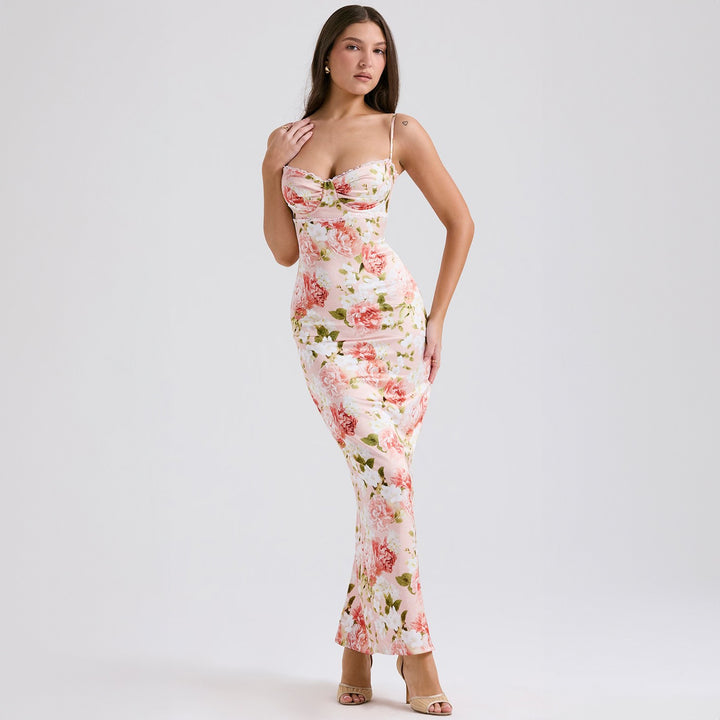 Damer Elegant figurnära Maxiklänning med blommigt mönster Mirla-Eva Jonsson