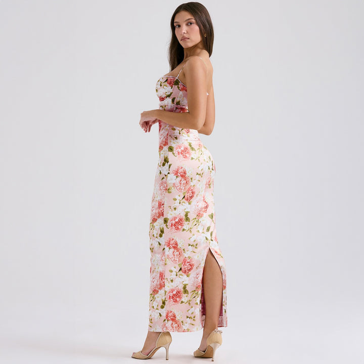 Damer Elegant figurnära Maxiklänning med blommigt mönster Mirla-Eva Jonsson