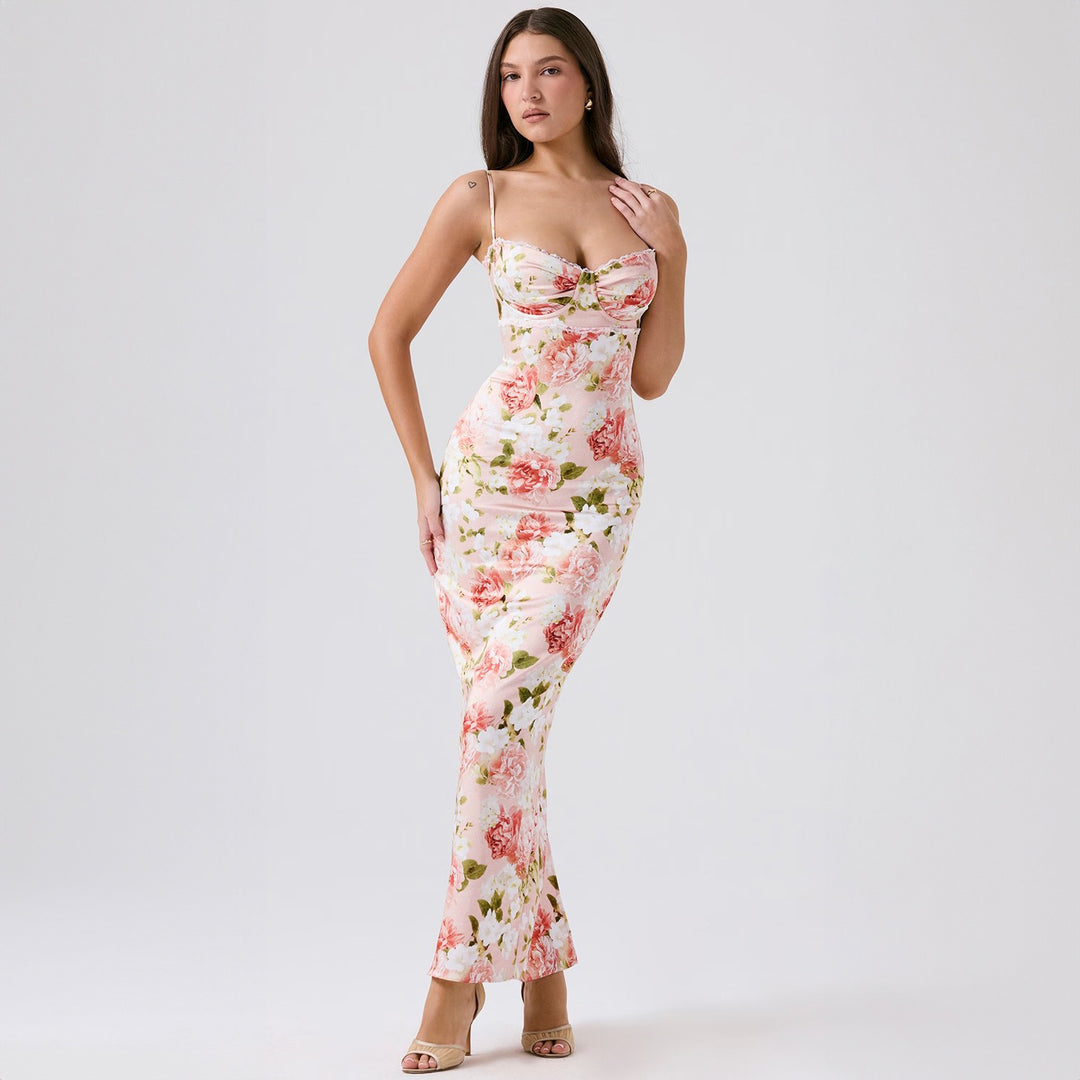 Damer Elegant figurnära Maxiklänning med blommigt mönster Mirla-Eva Jonsson