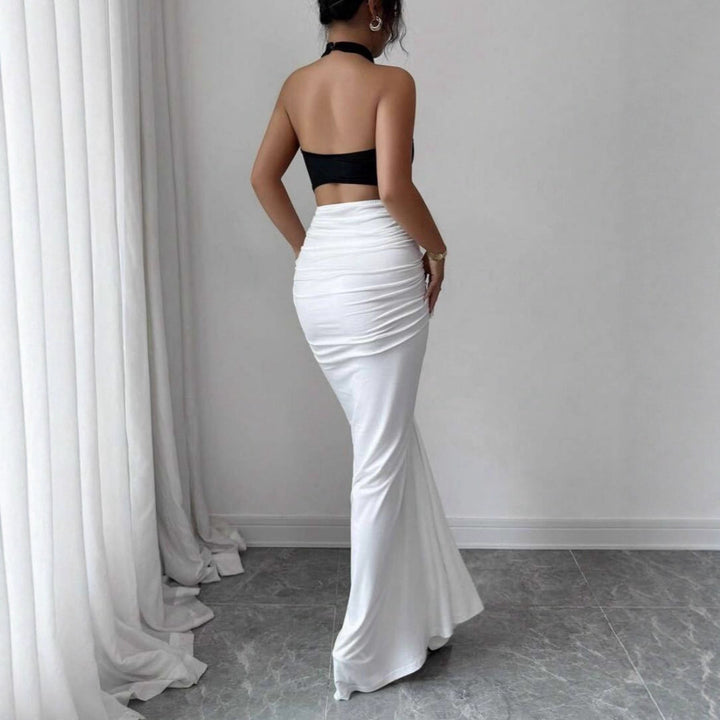 Damer Elegant, figurnära aftonklänning med konstsilke-ruffling Mirla-Eva Jonsson
