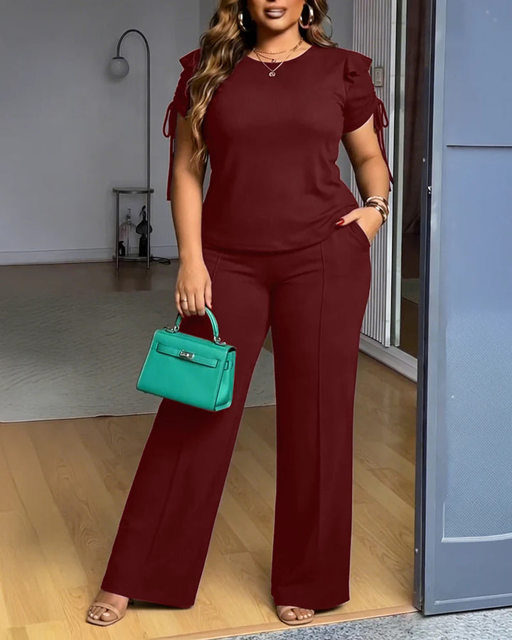 Damer Elegant fritidsdräktset med volangdetaljer och vid passform Mirla-Eva Jonsson
